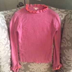 Crewcuts ribbed ruffle collar mock turtleneck sz 12